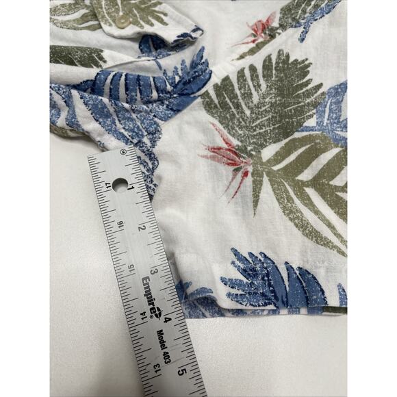 Old Navy Slim Fit Button Shirt Tropical Hawaiian Linen Blend Shirt Men's Sz‎ S - Picture 10 of 11